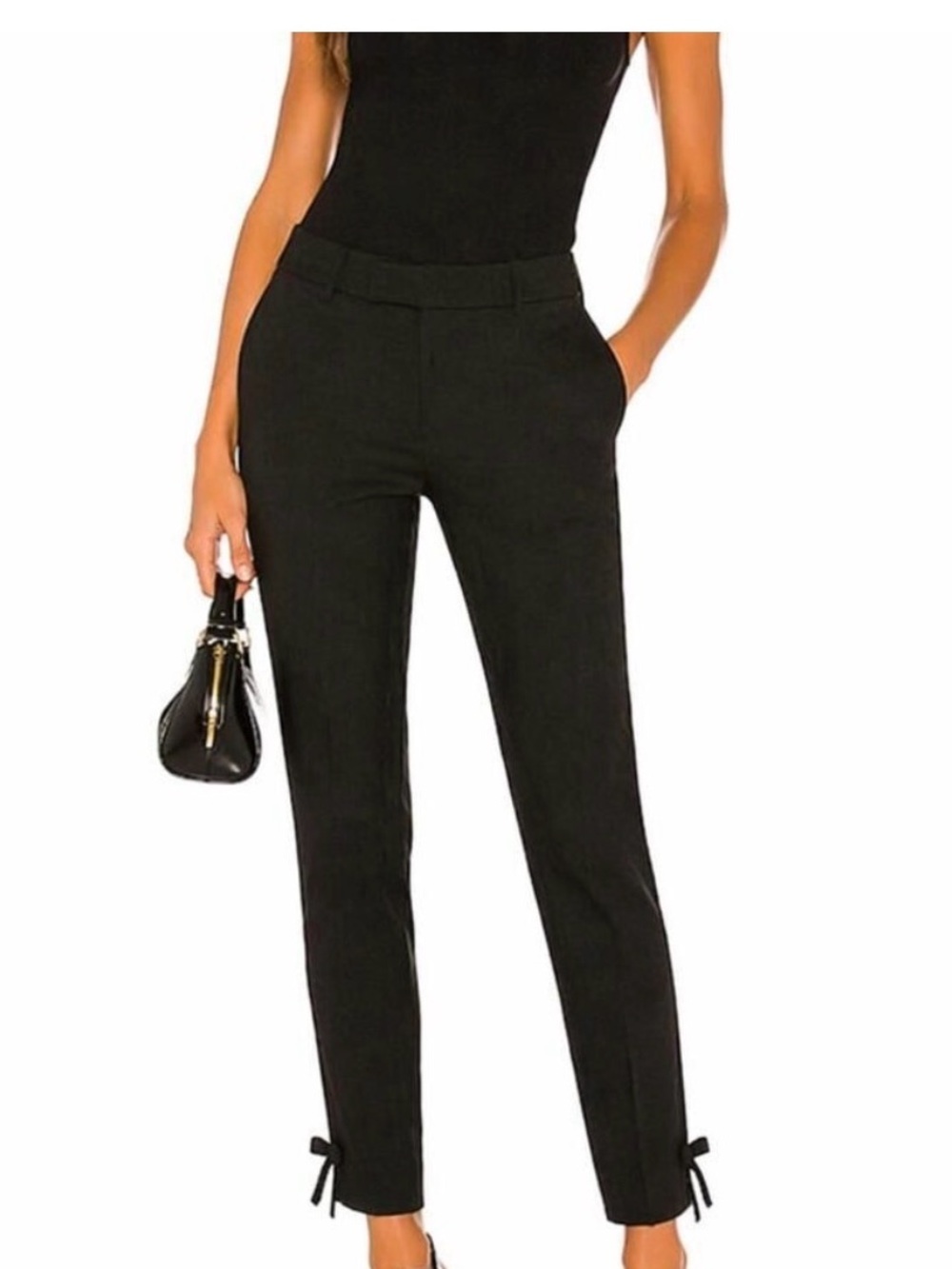 Valentino Black Slim Ankle Pants with Bow Detail